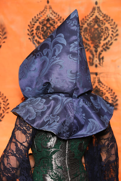 Traveler's Hood *Smaller Hood Size* in Blue Floral - Day 10 of 13 Days of Halloween 2025