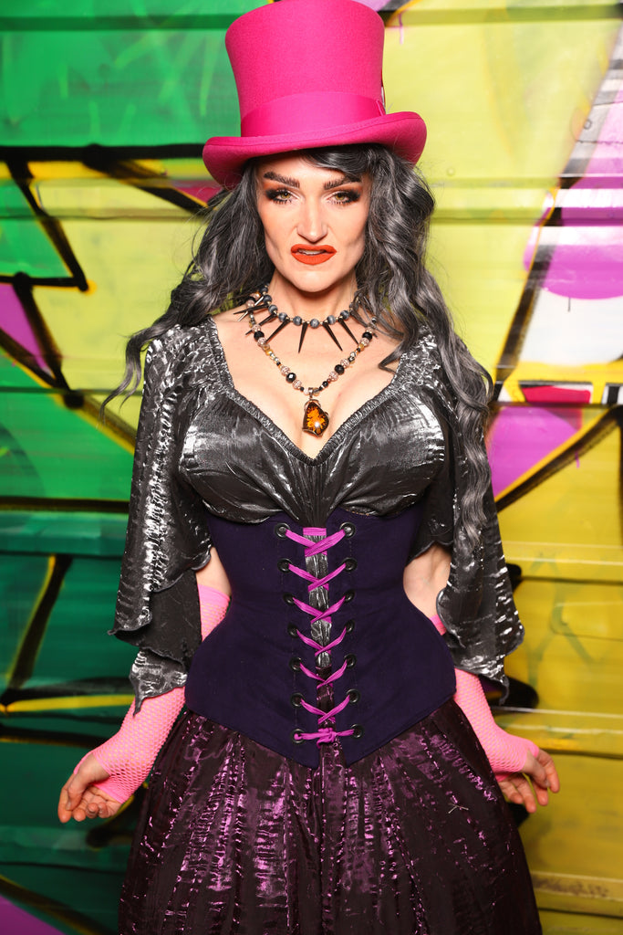 Wench Underbust Corset in Blackberry Jam Velvet - The Wrenfaire Collection
