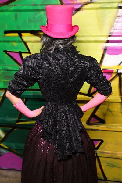 Detachable Elbow Demure Puff Sleeve in Black Tendrils - The Wrenfaire Collection
