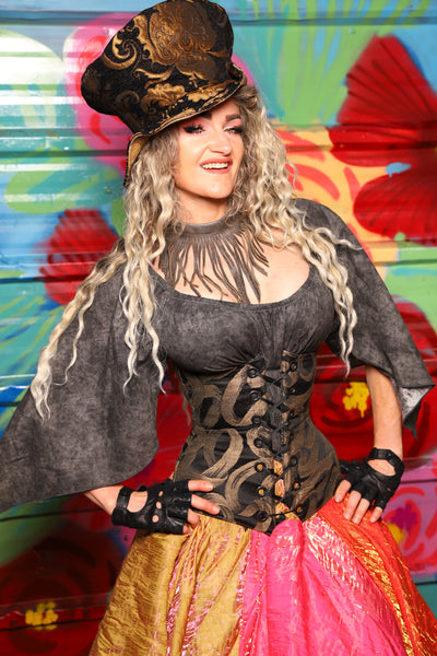 Wench Underbust Corset in Brass Ribbons - Day 7 of 22 Days of Damsel