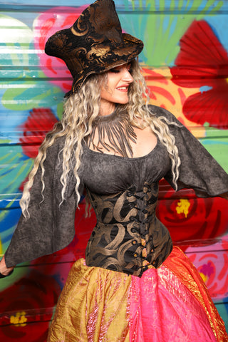 Wench Underbust Corset in Brass Ribbons - Day 7 of 22 Days of Damsel