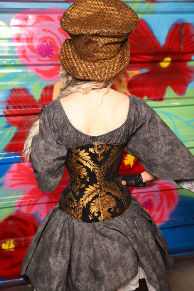 Wench Underbust Corset in Black & Gold Grand Medallion - Day 7 of 22 Days of Damsel