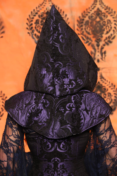 Traveler's Hood *Smaller Hood Size* in Purple and Black Medallion - Day 8 of 13 Days of Halloween 2025