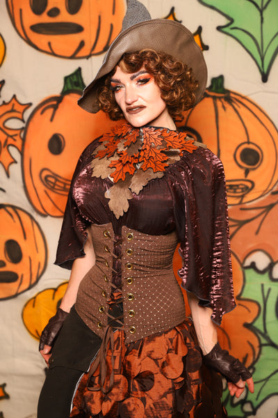 Wench Corset in Brown Dot - "The Knotty Wood" Collection