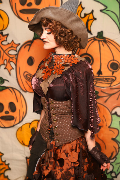 Wench Corset in Brown Dot - "The Knotty Wood" Collection