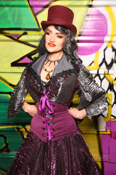 Wren Overbust Vest in Plum and Silver Medallion - The Wrenfaire Collection