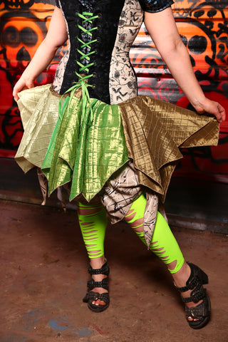 Drawstring Mini Fairy Skirt in SLIME Patchwork - The Bootiful Collection