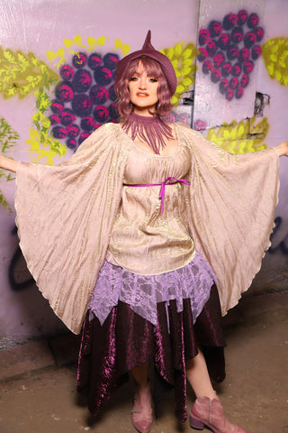 Classic Blouse w/ Goddess Sleeves in Crushed Mother Pearl - Restock
