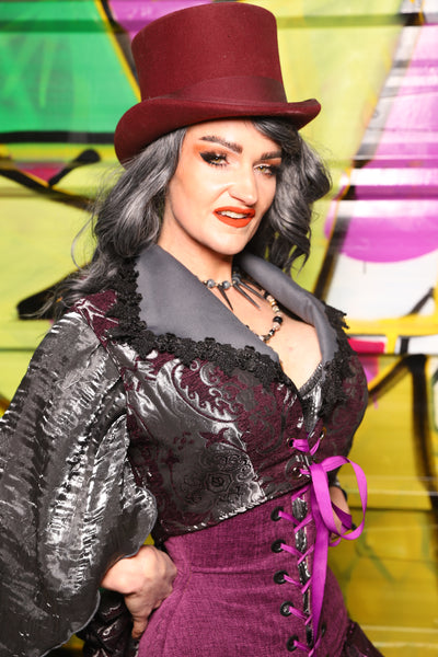 Wren Overbust Vest in Plum and Silver Medallion - The Wrenfaire Collection