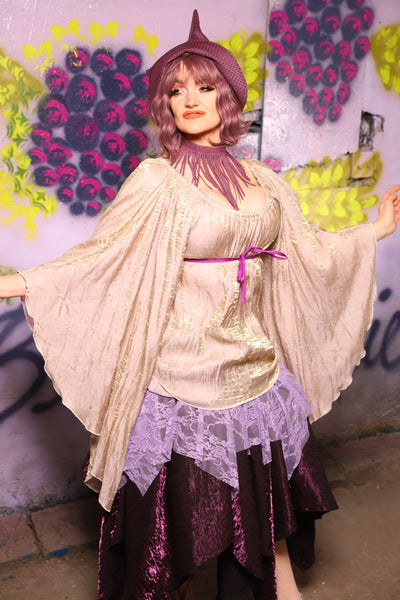 Classic Blouse w/ Goddess Sleeves in Crushed Mother Pearl - Restock