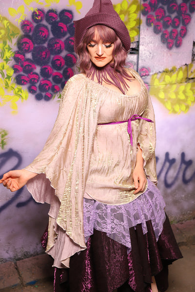 Classic Blouse w/ Goddess Sleeves in Crushed Mother Pearl - Restock