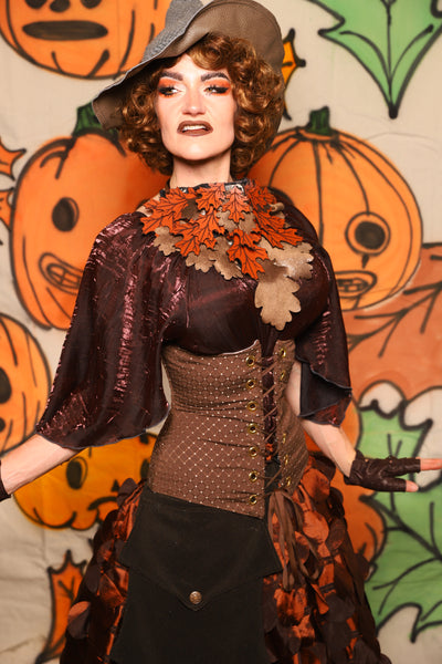 Wench Corset in Brown Dot - "The Knotty Wood" Collection