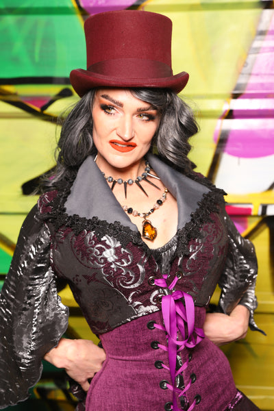 Wren Overbust Vest in Plum and Silver Medallion - The Wrenfaire Collection