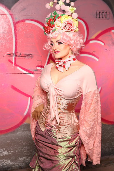 Torian Corset in Pearl Pink Damask #49 - The Scrumptious Collection