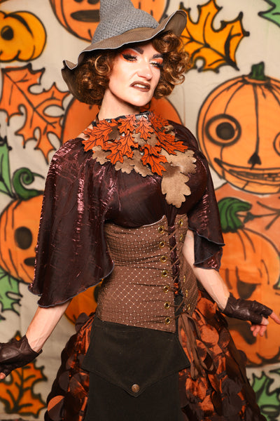 Wench Corset in Brown Dot - "The Knotty Wood" Collection