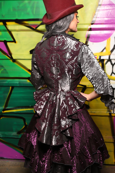 Wren Overbust Vest in Plum and Silver Medallion - The Wrenfaire Collection