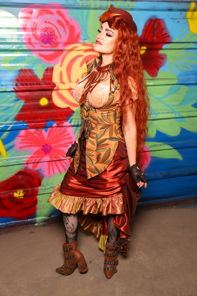 Swoon Skirt in Rust Taffeta w/ PATCHWORK Ruffle - Day 9 of "Celebrating 22 Years of Damsel" (Copy)