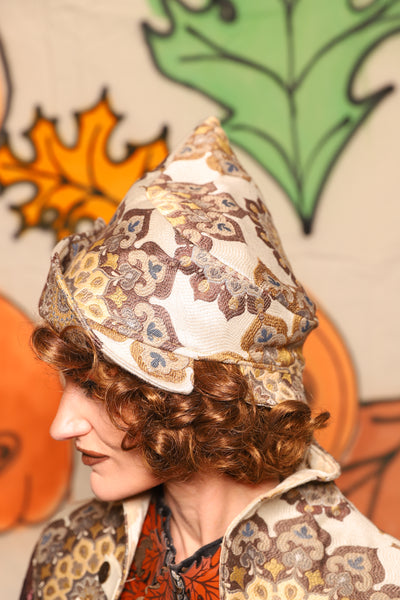 Crooked Point Hat in Flower Mandala - "The Knotty Wood" Collection