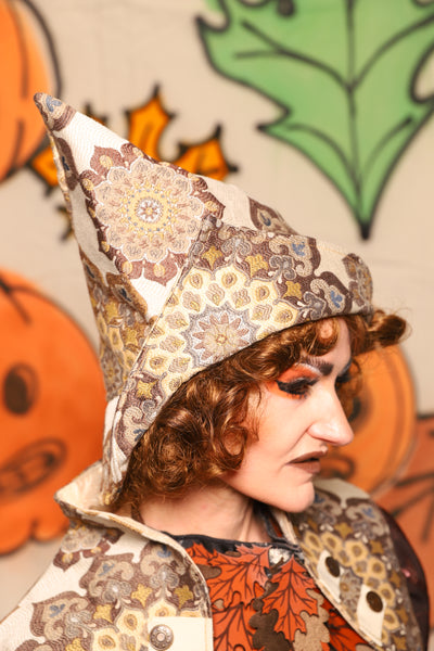 Crooked Point Hat in Flower Mandala - "The Knotty Wood" Collection