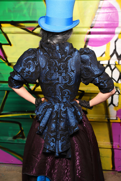 Cropped Vixen w/Wren Tail in Black and Blue Medallion - The Wrenfaire Collection