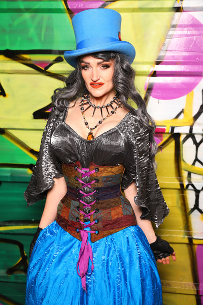 46. Wench Underbust Corset in Minstrel Patchwork - The Wrenfaire Collection