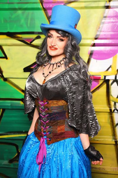 46. Wench Underbust Corset in Minstrel Patchwork - The Wrenfaire Collection