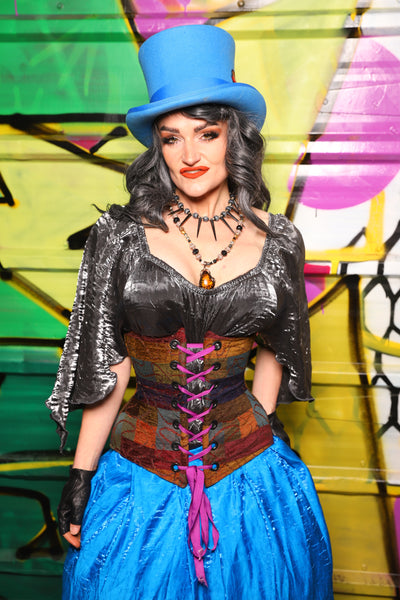 46. Wench Underbust Corset in Minstrel Patchwork - The Wrenfaire Collection