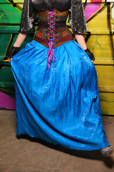 Tulip Skirt in Punchy Blue Iridescent - The Wrenfaire Collection