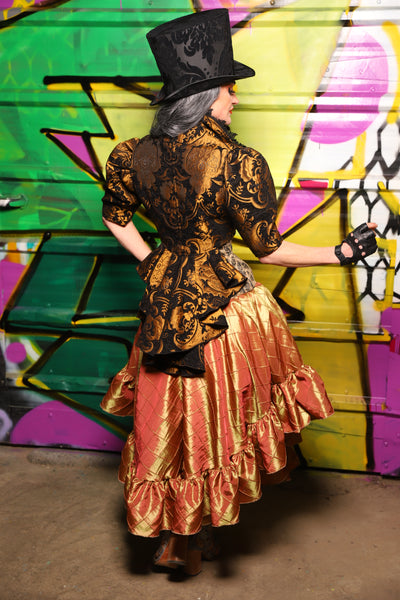 Detachable Elbow Demure Puff Sleeve in Black and Gold Medallion - The Wrenfaire Collection