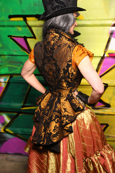 Wren Overbust Vest in Black and Gold Medallion - The Wrenfaire Collection