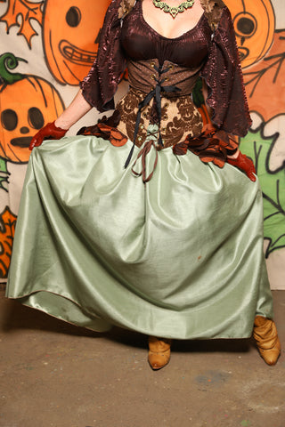 Tulip Skirt in Early Frost Green Shantung - "The Knotty Wood" Collection