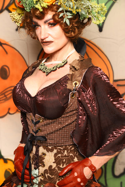 Tailed Cropped Vixen in Brown Dot - "The Knotty Wood" Collection