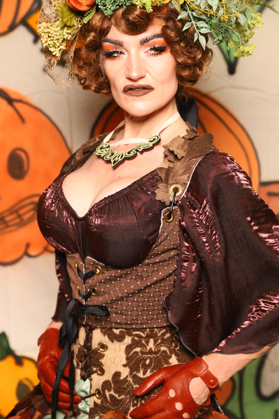 Tailed Cropped Vixen in Brown Dot - "The Knotty Wood" Collection