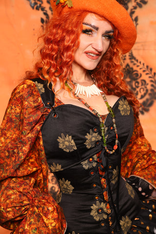 Cropped Courtier in Black Thistle Brocade *PLEASE order by BUST Measurement, NOT waist!* - Day 11 of 13 Days of Halloween 2025