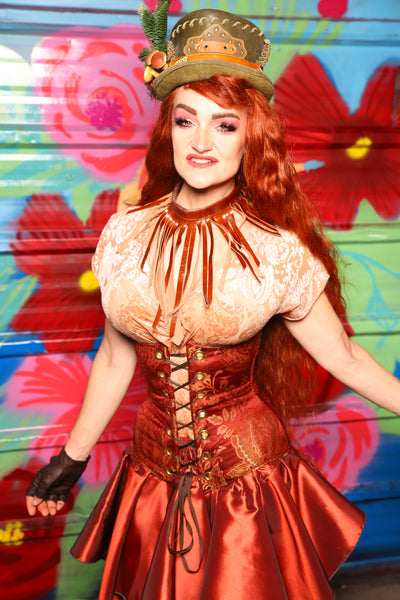 Wench Underbust Corset in Persimmon Floral- Day 9 of "Celebrating 22 Years of Damsel"