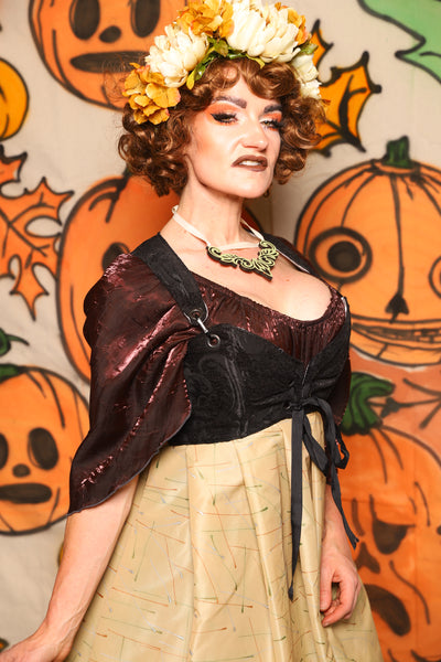 Cropped Courtier in Black Medallion *PLEASE order by BUST Measurement, NOT waist!* - "The Knotty Wood" Collection
