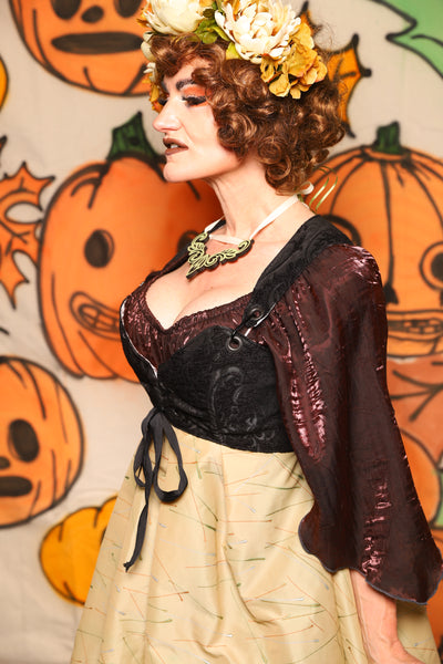 Cropped Courtier in Black Medallion *PLEASE order by BUST Measurement, NOT waist!* - "The Knotty Wood" Collection