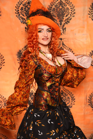 Prototype Full Length Marie Corset in Firecracker Medallion - Day 11 of 13 Days of Halloween 2025