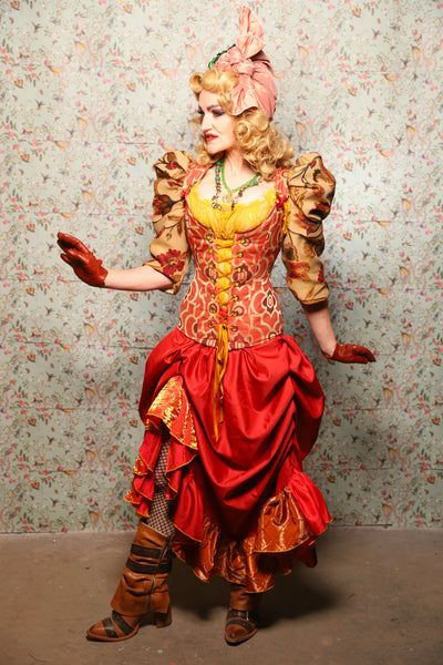 Ragtag Ruffle Skirt in Red Patchwork - March of the Ides Collection
