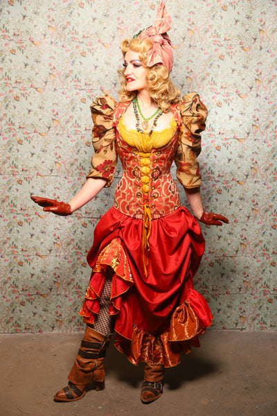 Ragtag Ruffle Skirt in Red Patchwork - March of the Ides Collection