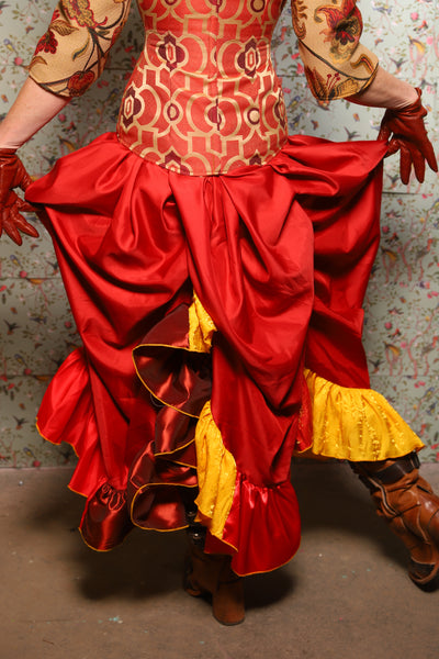 Ragtag Ruffle Skirt in Red Patchwork - March of the Ides Collection