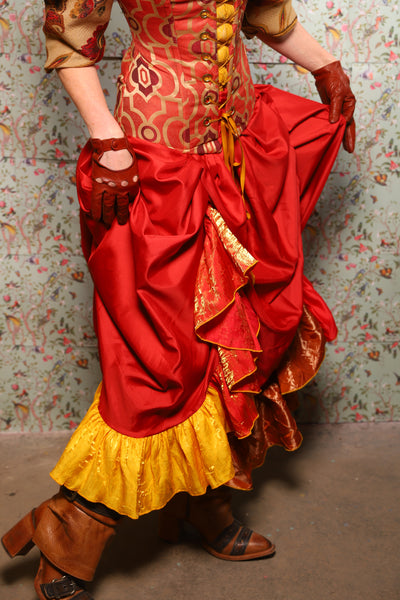 Ragtag Ruffle Skirt in Red Patchwork - March of the Ides Collection