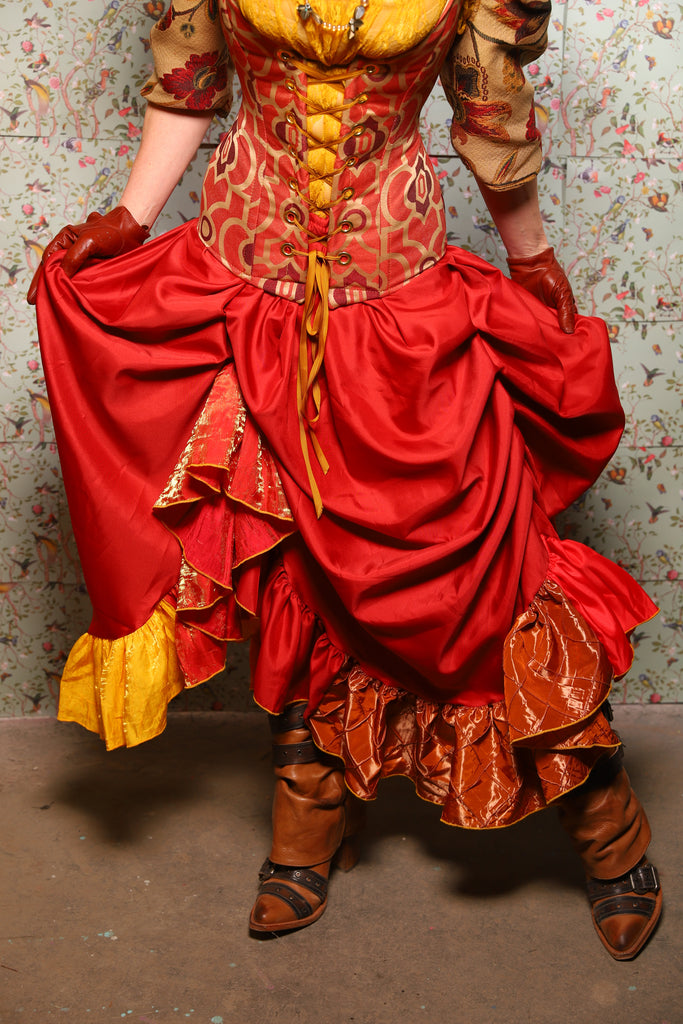 Ragtag Ruffle Skirt in Red Patchwork - March of the Ides Collection