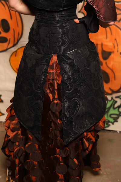 Detachable Coat Tails with Pockets in Black Medallion - "The Knotty Wood" Collection