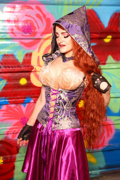 Petite Hooded Vixen Corset in Royalty Damask - Day 10 of "Celebrating 22 Years  of Damsel"