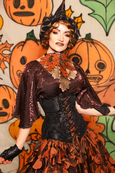 Wench Corset in Black Medallion - "The Knotty Wood" Collection