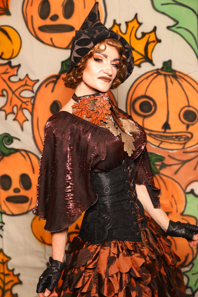 Wench Corset in Black Medallion - "The Knotty Wood" Collection
