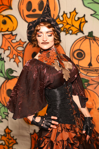 Wench Corset in Black Medallion - "The Knotty Wood" Collection