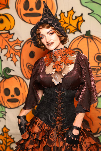 Wench Corset in Black Medallion - "The Knotty Wood" Collection