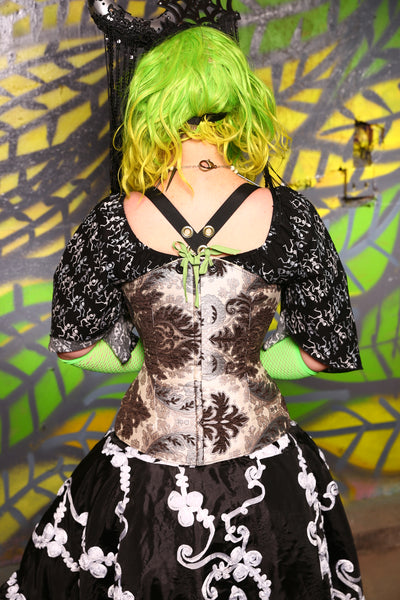 Crossfire Corset in Yin Yang Damask #12 - The Safety Dance Collection